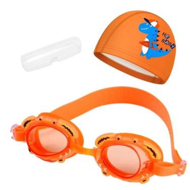 Imagem de Kit touca e óculos de natação infantil piscina com desenhos divertidos