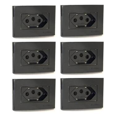 Imagem de 6 Tomada Móvel 3 Pinos 10a Embutir Painel Marceneiro Preto - MARGIRIUS