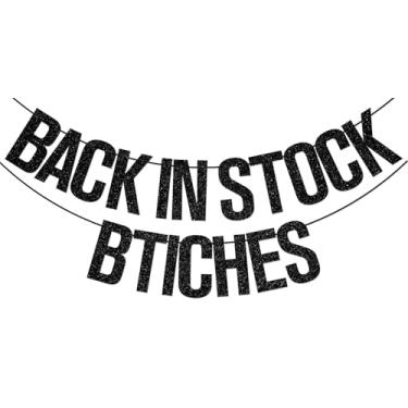 Imagem de Back in Stock Banner, Funny Divorced Decorations, Finally Done/Break Up/Boy Bye/New Unwed Decor, Just Divorced Party Decorations Supplies Black Glitter