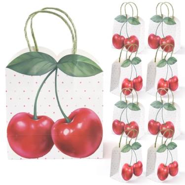 Imagem de Cheerland Sacolas de presente de cereja para lembrancinhas de frutas em papel, doces, doces vermelhas, cerejas doces, para aniversário, cereja, chá de bebê, verão, piquenique, casamento, chá de panela