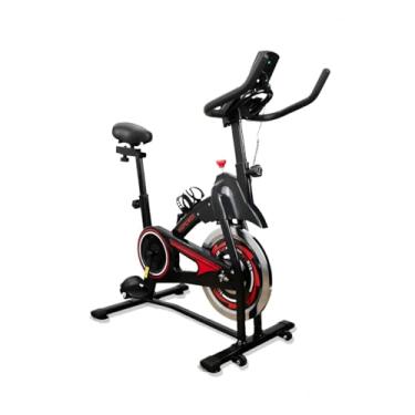 Imagem de Bicicleta Ergométrica de Spinning, Roda de Inércia 13kg, Suporta 130kg, Mecânica, Preta e Vermelha, Para Exercícios em Casa