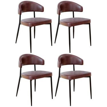 Imagem de Cadeira De Jantar Estofada Kit 4 Chloe M25 Sintético Café - Mpozenato