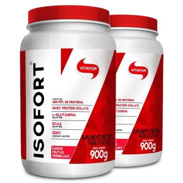 Imagem de Kit 2 Whey Protein Isofort Vitafor 900g Frutas Vermelhas