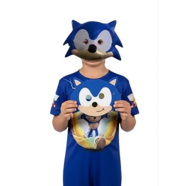 Imagem de Fantasia Infantil Sônic Com 2 Máscaras Plástico e E.V.A - SGB MODAS, C