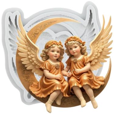 Imagem de MYPRACS Molde de silicone Moon Angel Fondant para decoração de bolos de açúcar, topo de cupcake, pasta de goma de chocolate, argila de polímero