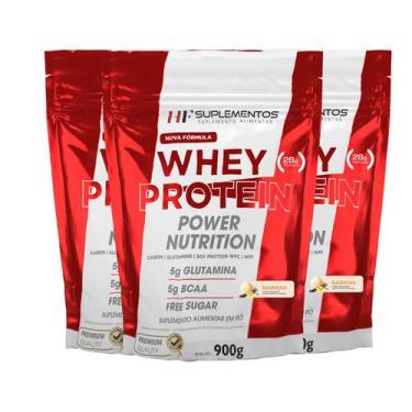 Imagem de 3x whey protein power nutrition refil 900g baunilha hf suple - HF SUPL