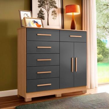 Imagem de Cômoda 2 Portas 6 Gavetas Nature Titanium Xiang Shop Jm