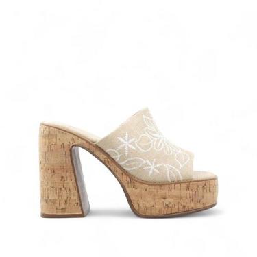 Imagem de Tamanco Plataforma Salto Bloco - Gabrie, Bege, 36