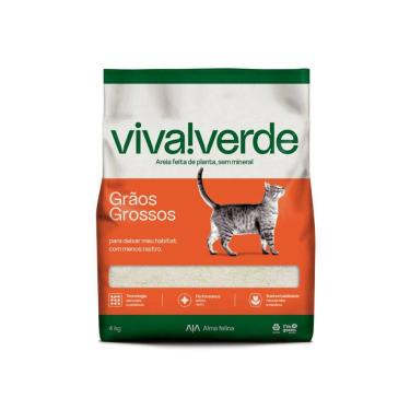 Imagem de Areia Higiênica Viva Verde Grãos Grossos Gatos 4kg