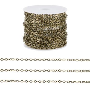 Imagem de Correntes de latão em forma de O de 5 m/5 m, correntes de cabo ovais planas de bronze antigo, não soldadas, 3,5 x 3 x 0,5 mm, para colar, pulseira, acessórios de fabricação de joias