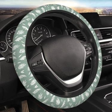 Imagem de Capa de volante Ferns Sage Green para mulheres, meninas, homens, universal, 38 cm, antiderrapante, fofo, protetor de volante, acessórios para carro, interior para caminhão, SUV