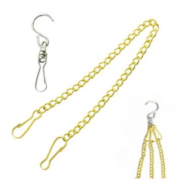 Imagem de Bytiyar 10 peças de corrente de pendurar fina (1,2 mm de diâmetro) pequeno suporte decorativo de substituição de elos ganchos para letreiros alimentadores de pássaros, correntes de metal dourado de