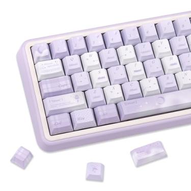Imagem de COOMICKEY PBT Keycaps, Dreamy Purple Custom Creamy Keycaps 60 75 100 por cento 145 teclas Cherry Profile Key Cap Set para teclado mecânico 100% 75% 65% 60% US UK Layout