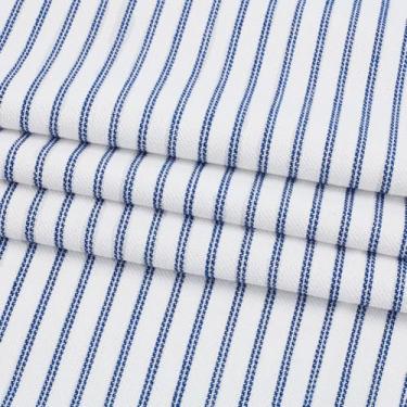 Imagem de AHANDMAKER Tecido listrado azul branco tecido de tique-taque linha padrão tecidos de poliéster para estofamento toalhas de mesa travesseiros almofadas suprimentos de costura, 100 cm C x 147 cm L