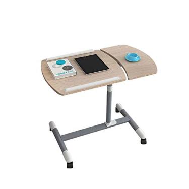 Imagem de Mesa lateral em forma de C, mesa de elevação móvel dobrável ajustável de madeira maciça, lado de sofá, cabeceira pode ser usada, duas cores disponíveis, mesa sobre a cama de 71 x 40 cm (cor: Cor