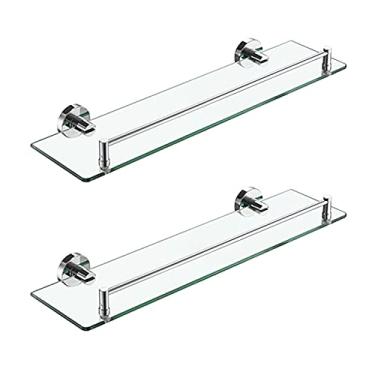 Imagem de Organizador de chuveiro de canto, organizador de banheiro, cesta de chuveiro de vidro montada na parede, organizador de armazenamento de banheiro, prateleira de vidro, prateleiras retangulares de aço