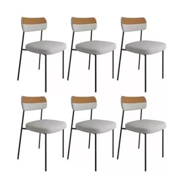 Imagem de Kit 6 Cadeiras Estofadas Melissa Sala de Jantar Cozinha Aço Carbono (Cinza/Whisky)