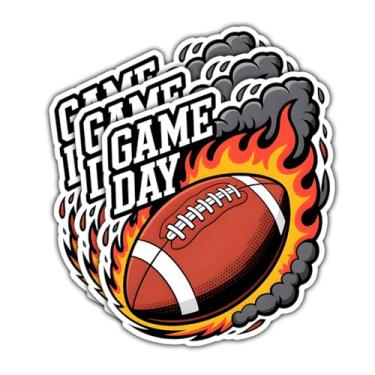 Imagem de 3 adesivos de futebol para o dia do jogo, decalques de vinil esportivos engraçados com design de bola flamejante para laptop, garrafa de água, caderno, scrapbook, skate, presente para jogadores de