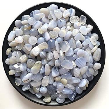 Imagem de ASPROD 100 g calcedônia azul claro pedra original cascalho cristal decoração de casa minerais budistas jardim vaso de flores espécime FengShui pedras primárias e minerais (cor: 100g 5 8 mm)