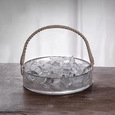Imagem de Balde de gelo de vidro transparente portátil de 350 ml com alça de vime, refrigerador de vinho, champanhe e cerveja, balde de gelo doméstico feito à mão