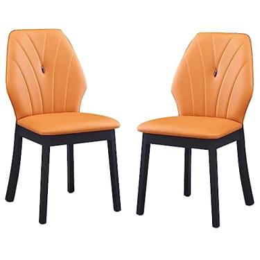 Imagem de Conjunto de 2 cadeiras de jantar Chai cozinha pernas de madeira conjunto de 2 cadeiras de jantar cozinha de couro artificial sala de casamento varanda sofá cadeira penteadeira maquiagem cadeiras sala