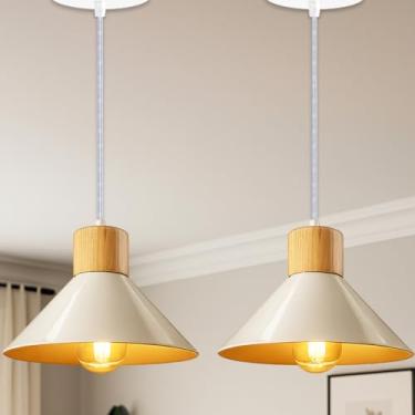 Imagem de KIT 2 Luminária Pendente de teto Moderna Sala Cozinha Balcão (Branco e Cobre)