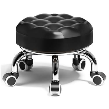 Imagem de BSNANCA Banqueta baixa rolante banquetas curtas com rodas giratórias universais fácil mobilidade e trabalho conveniente para cadeira de garagem em casa para sentar, vermelho (preto)