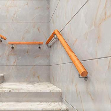 Imagem de Corrimãos redondos de madeira maciça, corrimãos de segurança antiderrapantes, hastes de suporte de loft de corredor interno para idosos - adequado para bar loft (1 pés-6 m) (tamanho: 2,1 m)