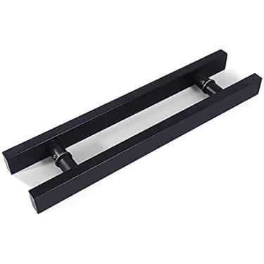 Imagem de STXYANGV Maçaneta de porta de vidro, puxador de porta simples preto de aço inoxidável quadrado para shopping e puxador de porta de madeira, 5 comprimentos de maçanetas de porta (tamanho: comprimento