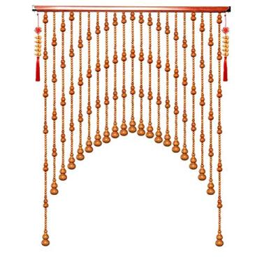 Imagem de Cortinas de porta com contas de 21 fios para portas cortina de cordão de contas de madeira para divisores de quarto design de cuia decoração retrô para casa, adequada para largura 60-80 cm (tamanho