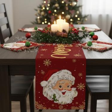 Imagem de Caminho de mesa vermelho, decoração de jantar com estampa temática de 32,99 x 189 cm para sala de estar