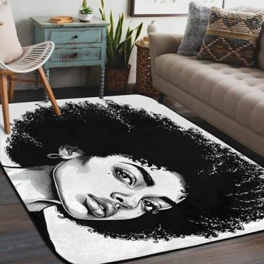 Imagem de Tapete de área para sala de estar, lavável à máquina, branco, preto, feminino, antiderrapante, tapete macio, para sala de estar, quarto, sala de jantar, berçário, cozinha, decoração de casa