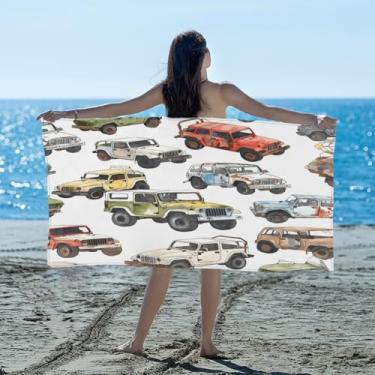 Imagem de hongjinglin Toalha de praia absorvente de secagem rápida caminhão colorido bonito microfibra leve toalha de piscina toalhas de banho macias sem areia para praia, natação, banheiro, chuveiro