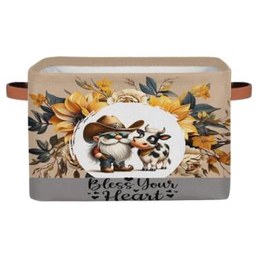 Imagem de Cesta de armazenamento pequena, linda vaca anã com alças para crianças, meninos, meninas, caixas de armazenamento de tecido dobrável para berçário, sala de estar, quarto, prateleiras, roupas, caixa de