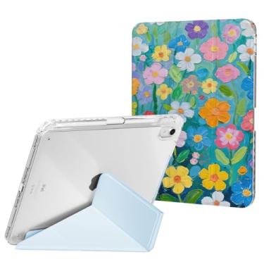 Imagem de Ouinice Capa compatível com iPad 11ª geração A16 de 11 polegadas 2025, iPad 10ª geração 10 polegadas 2022 com suporte para lápis, suporte de três ângulos de origami, capa traseira transparente fina