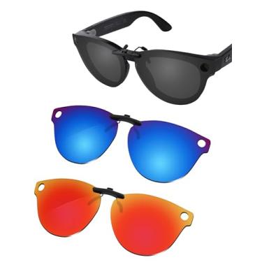 Imagem de Glintbay Óculos de sol de substituição 100% preciso para Ray-Ban Meta Skyler RW4010 e Gen 2 RW4014 52 mm ou homens mulheres - vermelho fogo + azul gelo