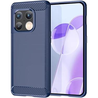 Imagem de Aikcks Capa de telefone OnePlus 10 Pro 5G, à prova de choque, bainha de fibra de carbono resistente a arranhões, TPU macio, para capa de telefone OnePlus 10 Pro 5G (azul)