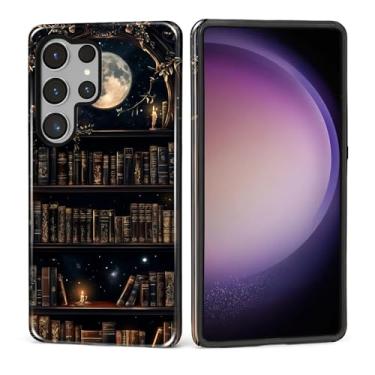 Imagem de MQJCYB Capa para Samsung Galaxy S25 Ultra, híbrida, resistente, 2 em 1, resistente, à prova de choque, proteção brilhante, capa para Samsung Galaxy S25 Ultra Dark Gothic Bookshelf Moon