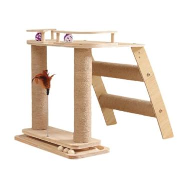 Imagem de FJMQHU Arranhador para Gatos, Arranhadores de Sisal, Moedor de Garras para Ambientes Internos, Exercício E Arranhador, Pista de Bolinhas de Madeira