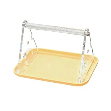 Imagem de predolo Poleiro de mesa para pássaros, suporte para treinamento de pássaros, brinquedo para exercícios, poste de metal texturizado com bandeja para dejetos, Amarelo