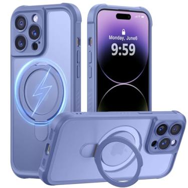 Imagem de MOCCA Capa projetada para iPhone 14 Pro com suporte magnético invisível [proteção total da câmera] [compatível com Magsafe] Capa para celular à prova de choque translúcida fosca à prova de choque 15,5