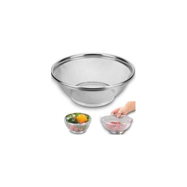 Imagem de Cesta em Aço Inox Premium, 28cm de Diâmetro, Vazada para Frutas, Pães, Legumes, 148g, Resistente à Corrosão