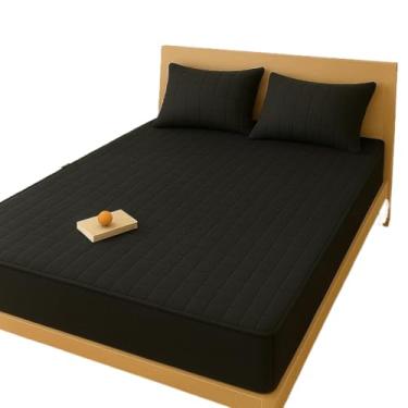 Imagem de Capa Protetora Impermeável para Colchão com Elástico 360° - Tecido Matelado Macio, Antialérgica e Antivazamentos - Lavável na Máquina(Casal,preto)