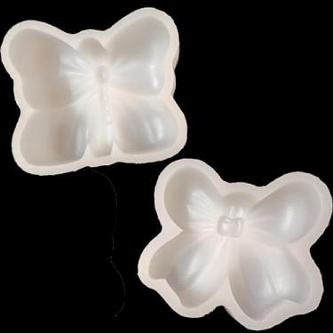 Imagem de Fuehbur Moldes de silicone para vela de laço, 2 peças com design de borboleta e flor, conjunto de moldes de silicone 3D para fundição de resina, faça você mesmo, cera, gesso, argila, decoração de casa