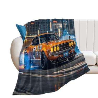 Imagem de HouLaiZhe Cobertor super macio flanela vintage carro vintage JDM pneus queimados cobertores leves refrescantes para sofá-cama cadeira sofá carro viagem ao ar livre leve quente 140 cm x 178 cm