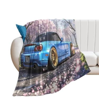 Imagem de HouLaiZhe Cobertor super macio de flanela flor de cerejeira JDM S2000 cobertores refrescantes leves para sofá-cama, cadeira, sofá, carro, viagens ao ar livre, leve, quente, 152 x 203 cm