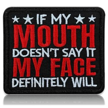 Imagem de If My Mouth Doesnt Say It My Face Definiitely Will Bordado Patch Engraçado Sarcástico Ferro no Moral Emblema para Jaquetas Mochilas Chapéus Local de Trabalho Humor Presente Durável Fio 7,6 cm