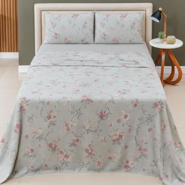 Imagem de Jogo de Camal Percal 200 Fios – 4 Peças - Conforto, Maciez e Elegância para Suas Noites (Cinza, Queen)