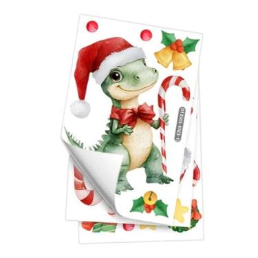 Imagem de Fenteer Adesivo de Natal com Animais para Janela, Decalque para Janela, Presente de Boas-Vindas, Artigos de Festa DIY em PVC, Adesivos de Vidro, Enfeite de, Dinossauro