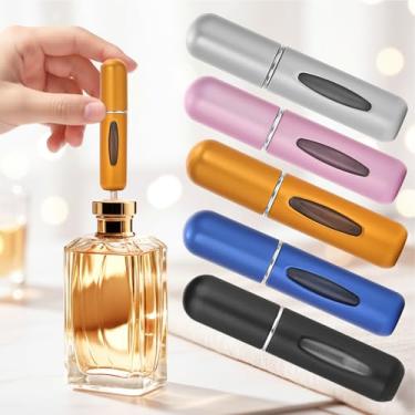 Imagem de 5 peças de mini perfume recarregável, atomizador de perfume recarregável, frascos de spray, portátil para viagens, férias, atividades ao ar livre e negócios (5 ml)